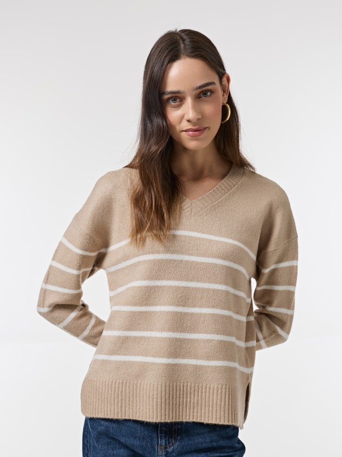 Camisola de malha s riscas