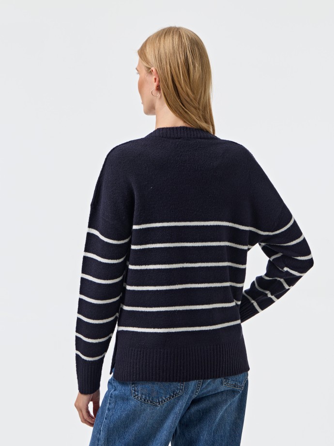 Camisola de malha às riscas Camisola de malha às riscas