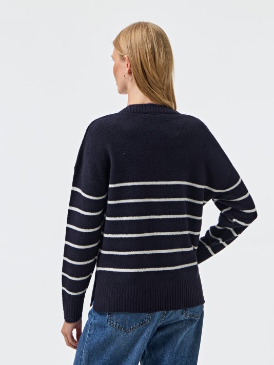 Camisola de malha às riscas Camisola de malha às riscas