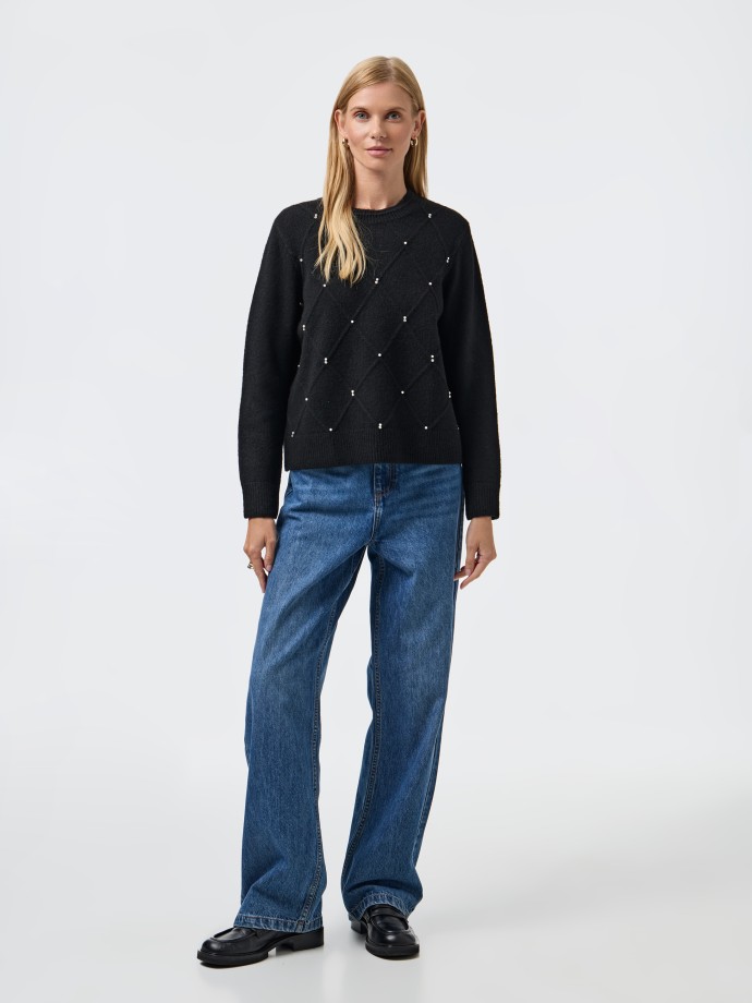 Camisola de malha com prolas