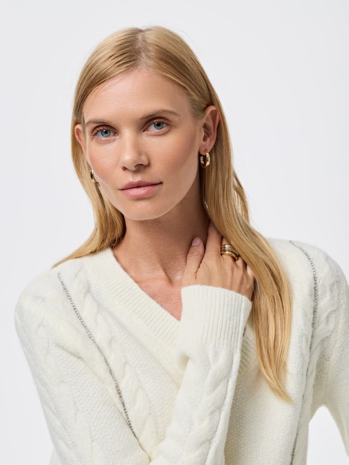 Camisola de malha com strass