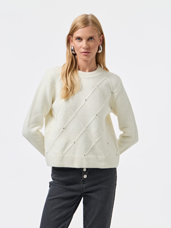 Camisola de malha com prolas