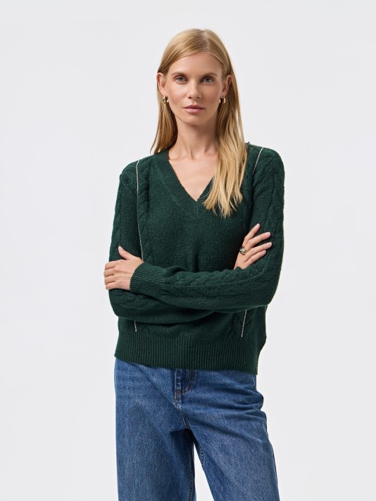 Camisola de malha com strass