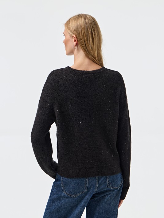 Camisola de malha com lantejoulas Camisola de malha com lantejoulas