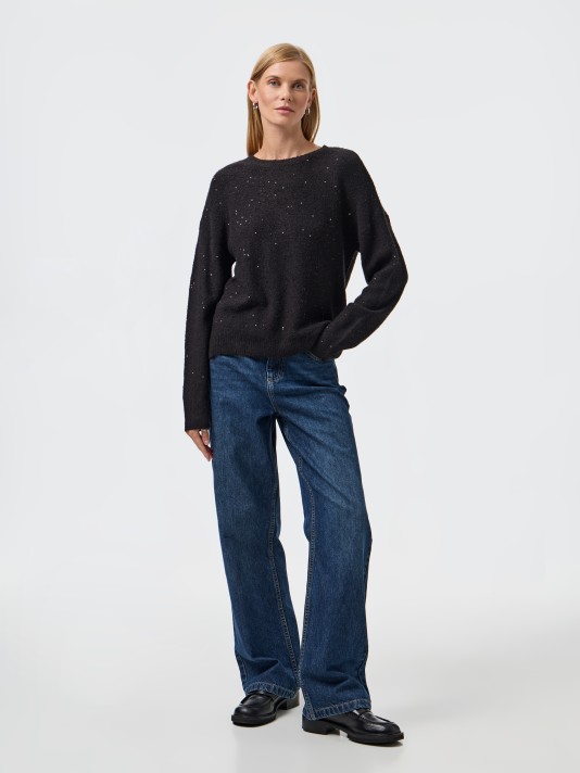 Camisola de malha com lantejoulas Camisola de malha com lantejoulas