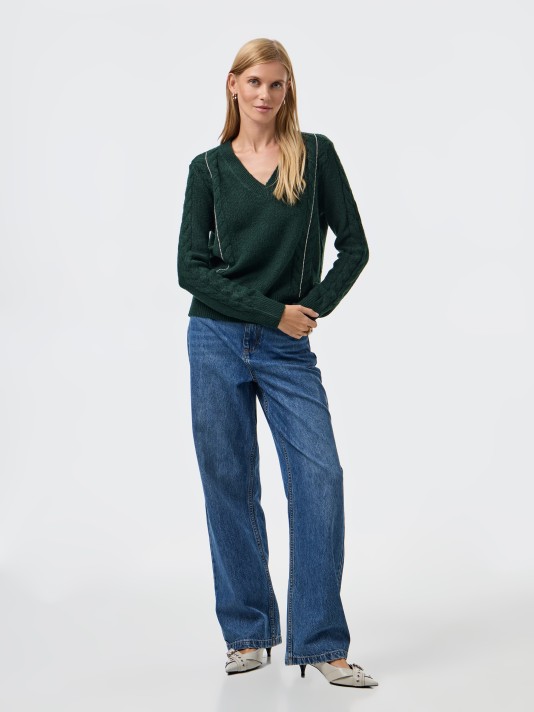 Camisola de malha com strass Camisola de malha com strass