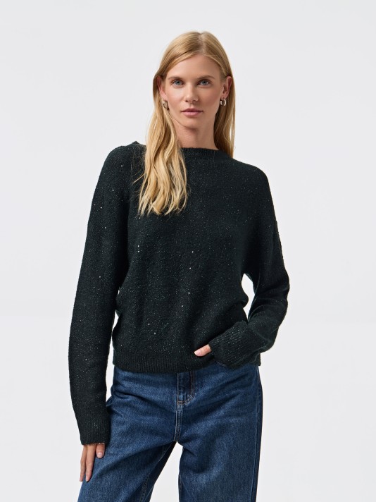 Camisola de malha com lantejoulas Camisola de malha com lantejoulas