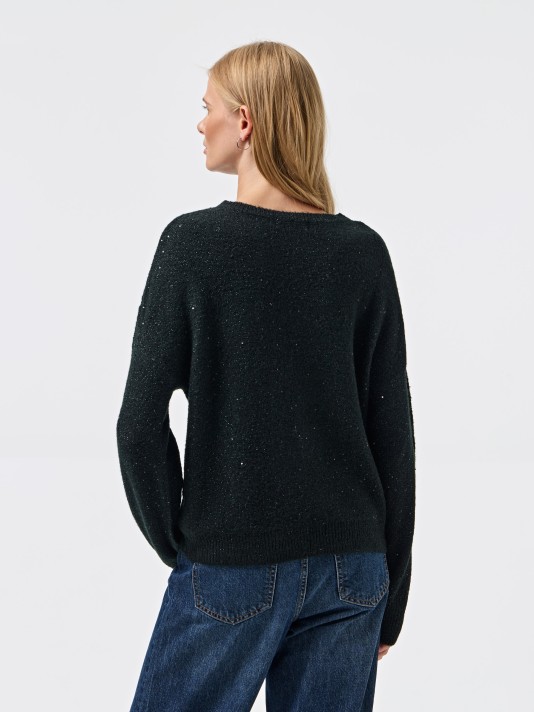 Camisola de malha com lantejoulas Camisola de malha com lantejoulas