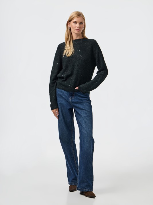 Camisola de malha com lantejoulas Camisola de malha com lantejoulas