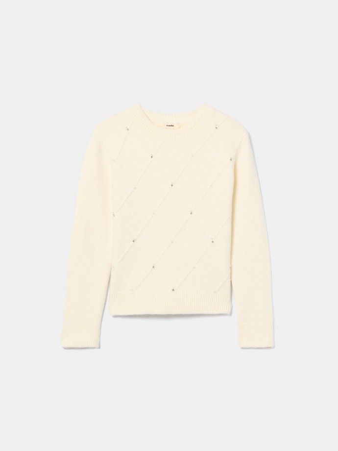 Camisola de malha com prolas