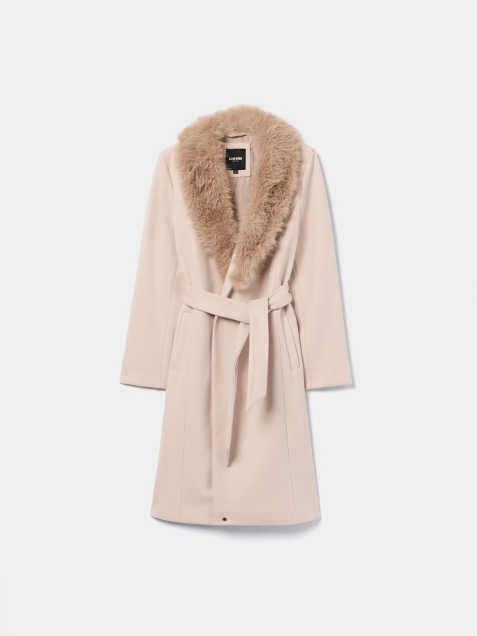 Casaco com gola de pelo removvel