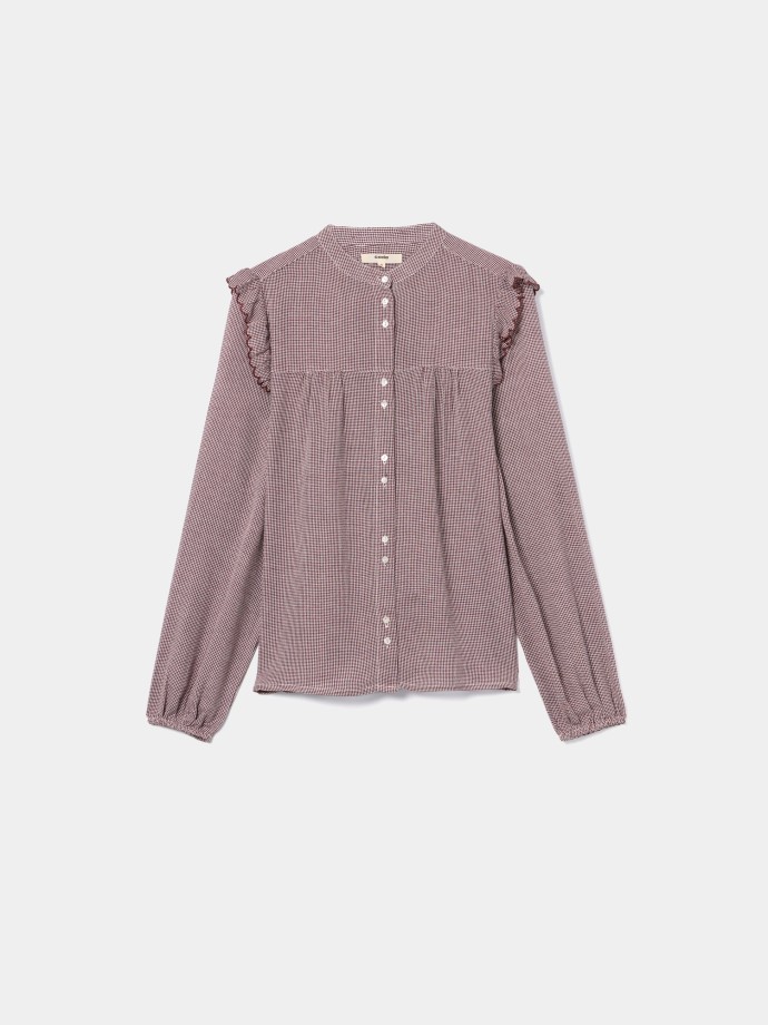 Camisa com folho nos ombros