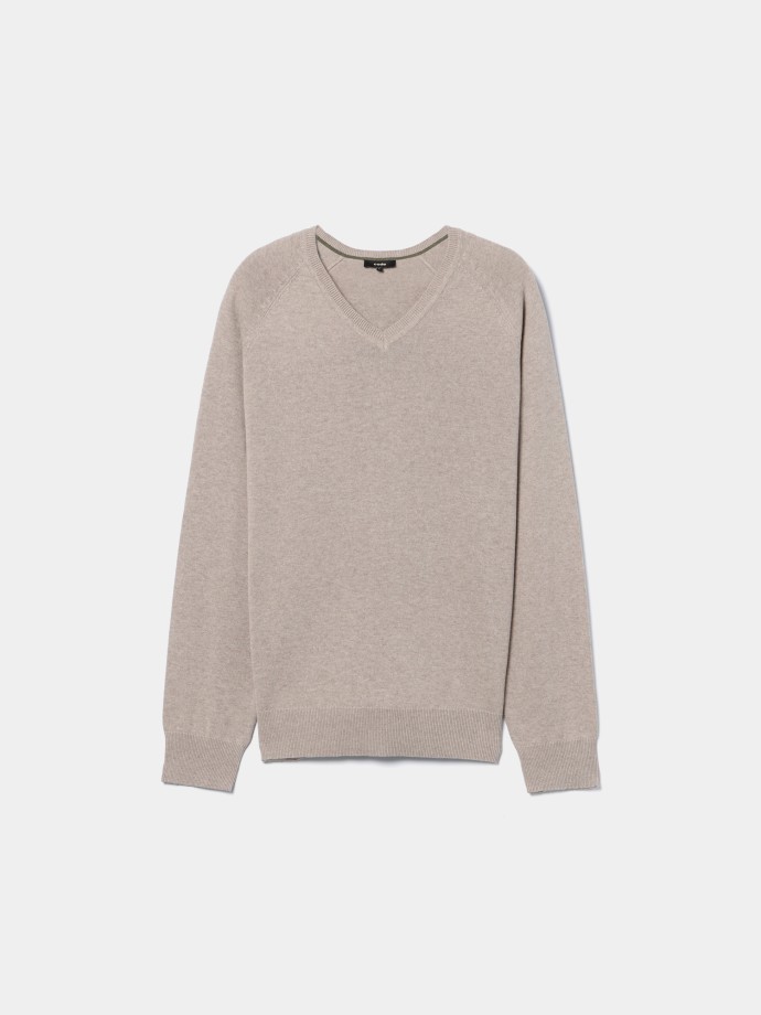 Camisola de malha com decote em V