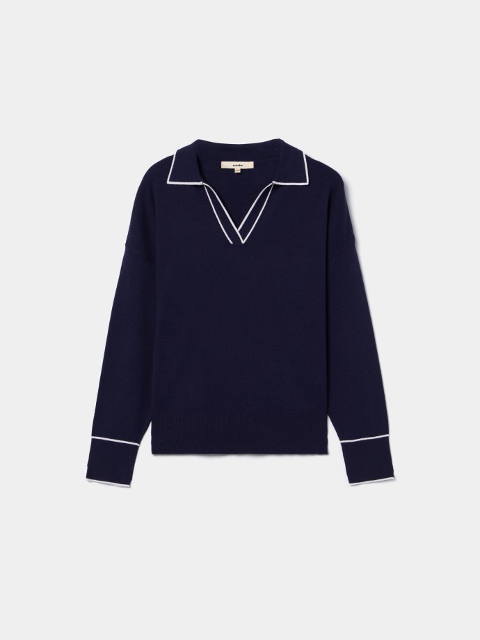 Camisola com decote de polo