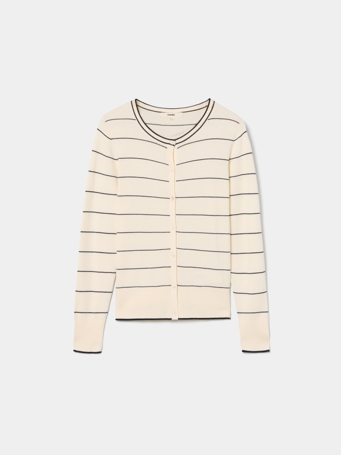Casaco de malha com riscas
