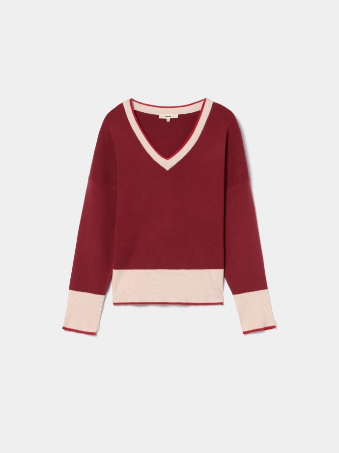 Camisola de malha com decote em V