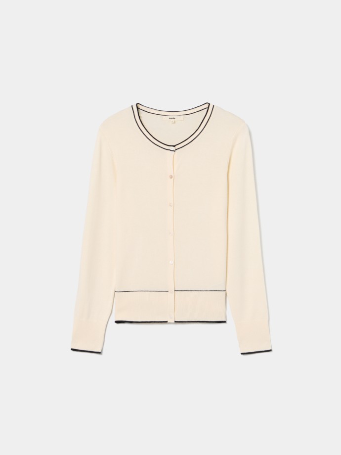 Casaco de malha com detalhes em contraste