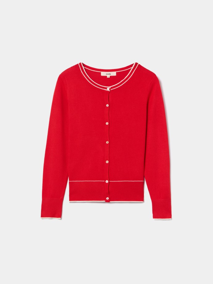 Casaco de malha com detalhes em contraste