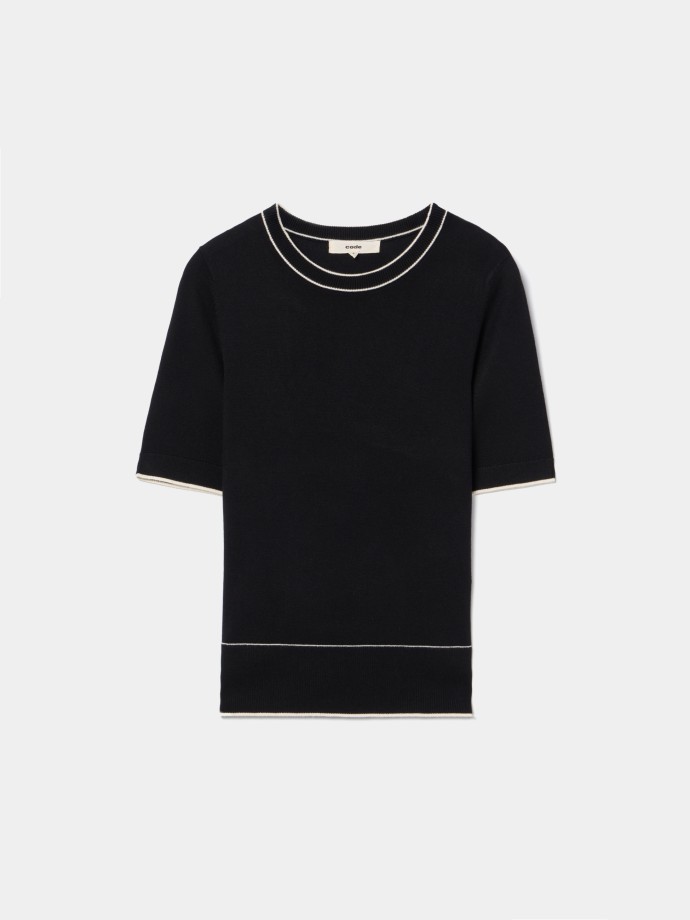 Camisola de malha com detalhes em contraste