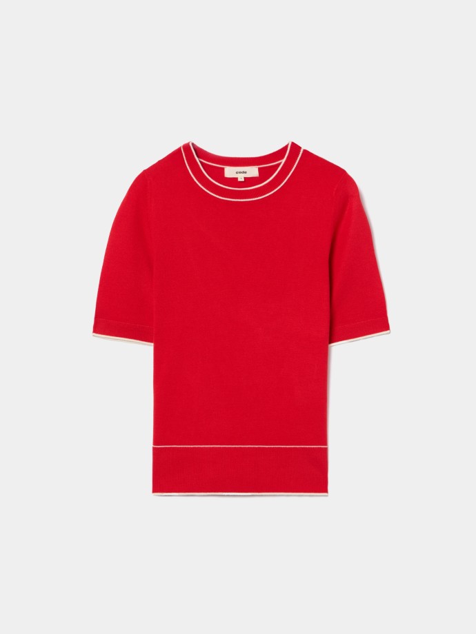 Camisola de malha com detalhes em contraste