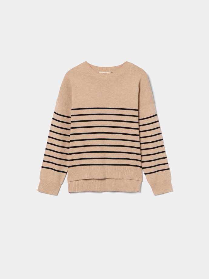 Camisola de malha com riscas