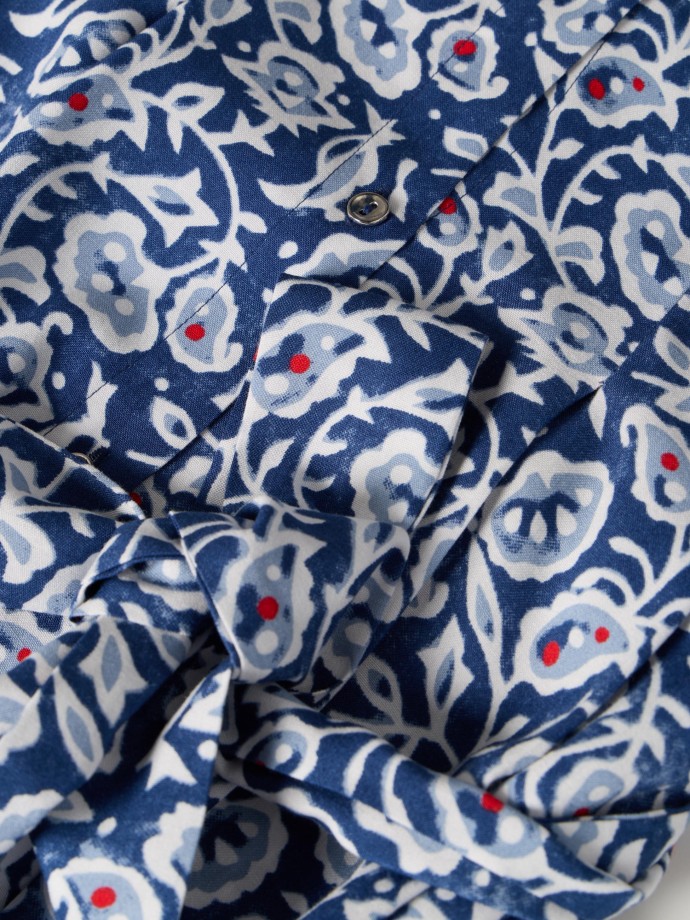 Vestido midi estampado com cinto