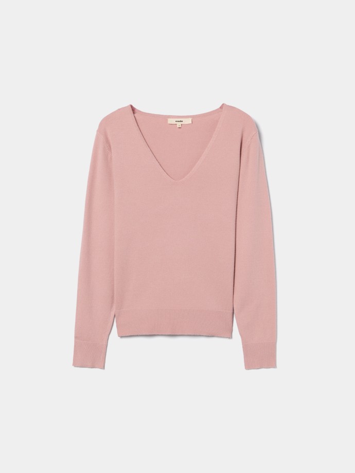 Camisola de malha com decote em V