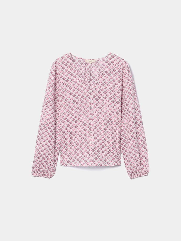 Blusa estampada com decote em V