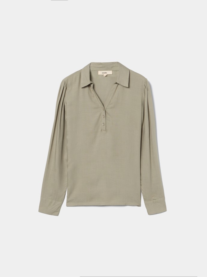 Blusa com decote em V e bot�es