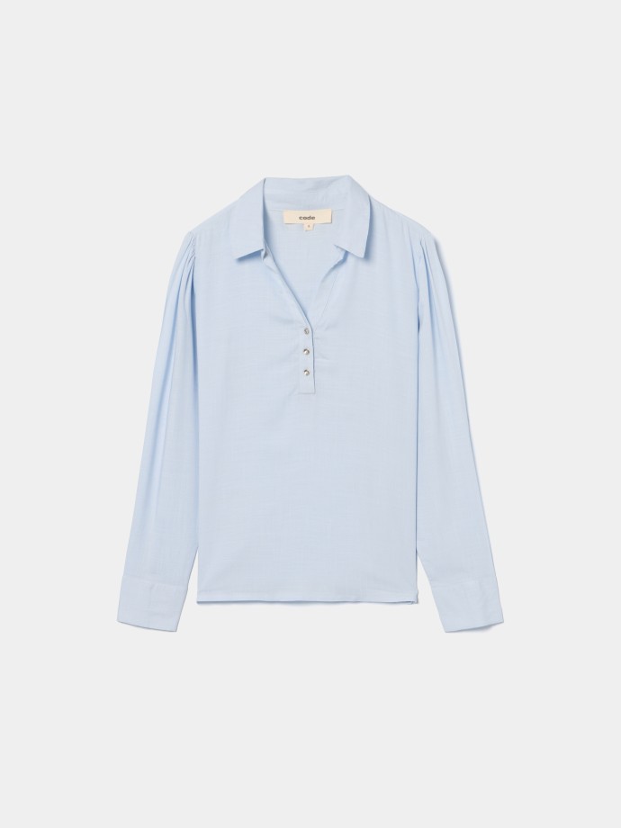 Blusa com decote em V e bot�es