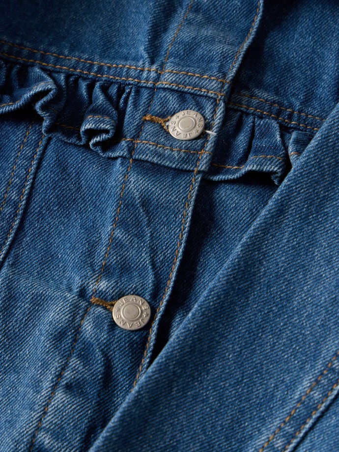 Casaco de ganga com folho