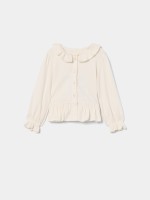 Blusa com gola peter pan e folho