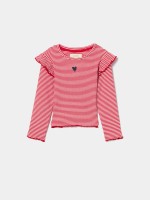 Camisola com bordado e folhos nos ombros