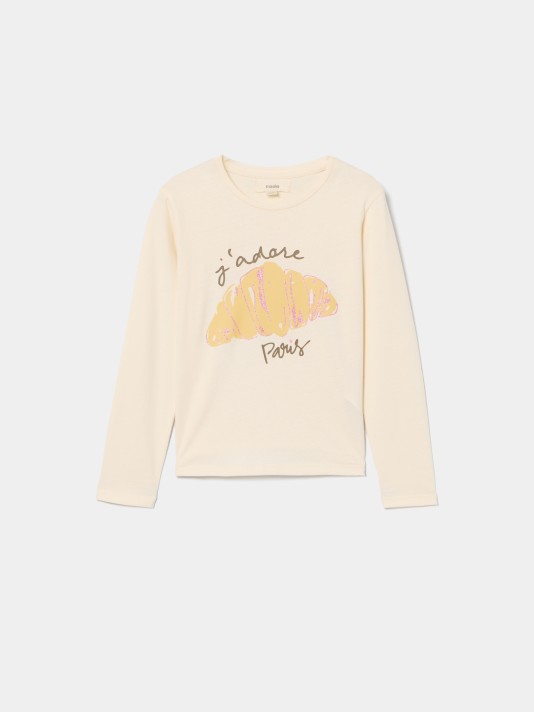 Camisola estampada com brilho Camisola estampada com brilho