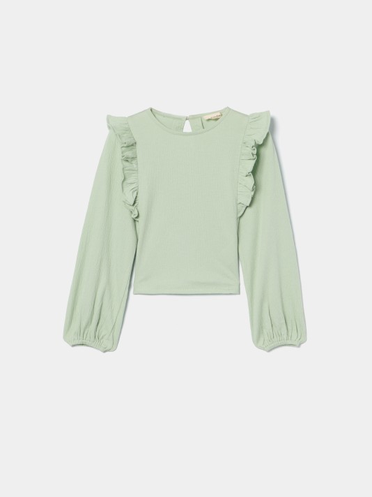 Blusa com folhos nos ombros