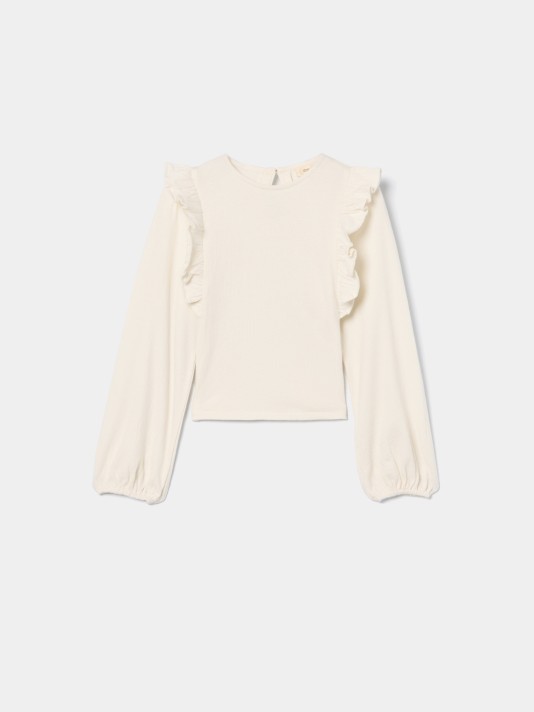 Blusa com folhos nos ombros