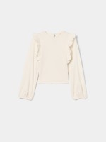 Blusa com folhos nos ombros