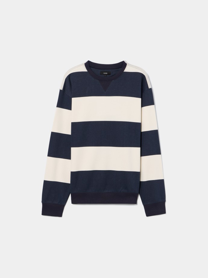 Camisola de felpa com riscas largas