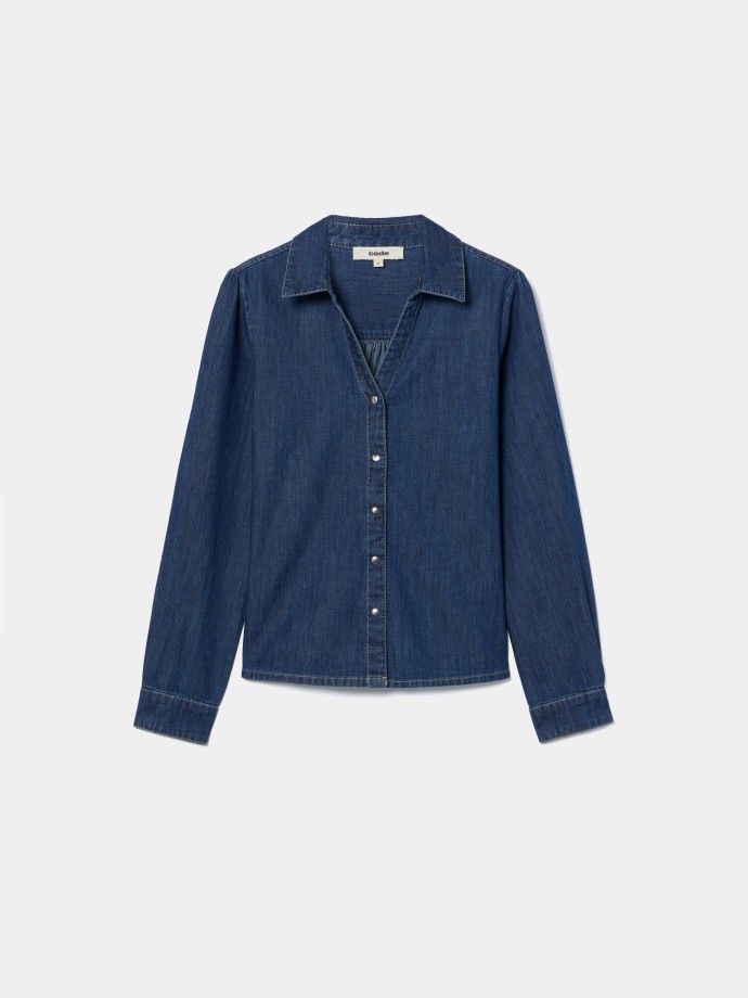 Camisa em ganga cintada