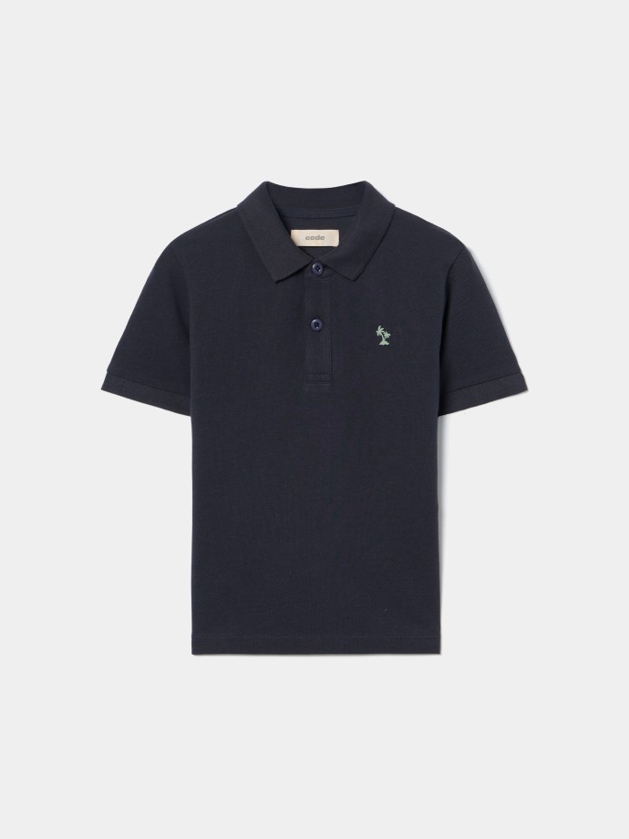 Polo em malha piquet com estampado 