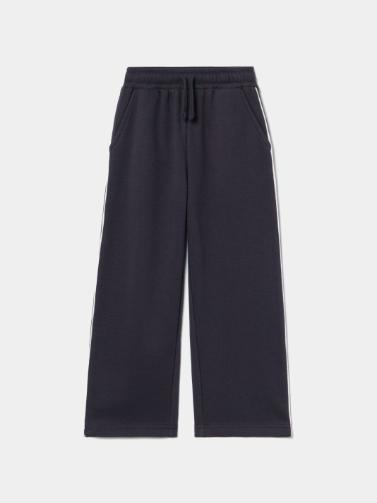 Calças de felpa com risca lateral Calças de felpa com risca lateral