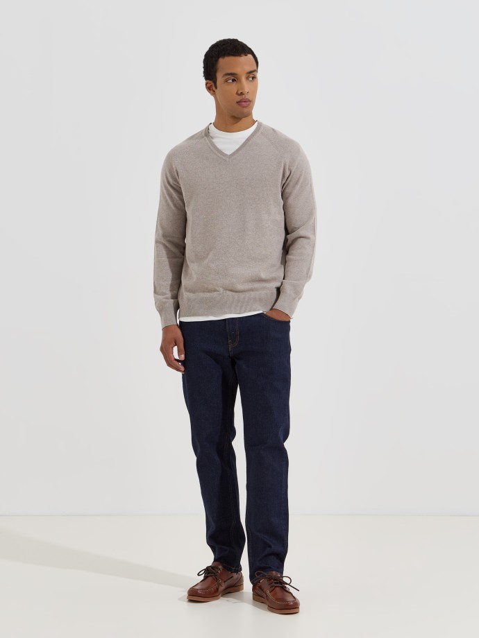 Camisola de malha com decote em V