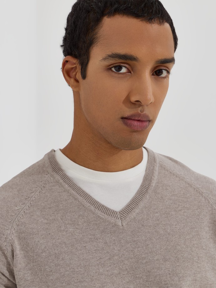 Camisola de malha com decote em V
