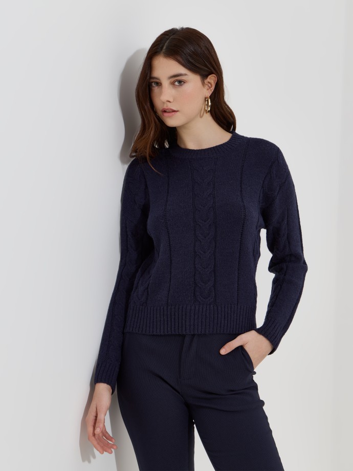 Camisola em malha entranada