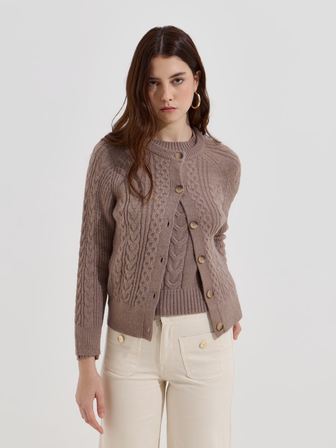 Casaco de malha entrançada Casaco de malha entrançada