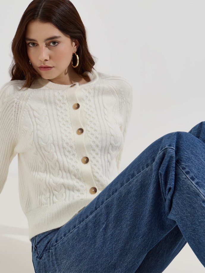 Casaco de malha entrançada Casaco de malha entrançada