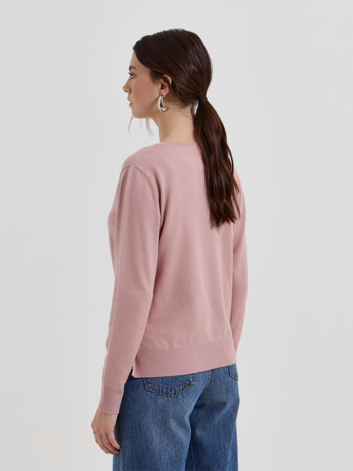 Camisola de malha com decote em V