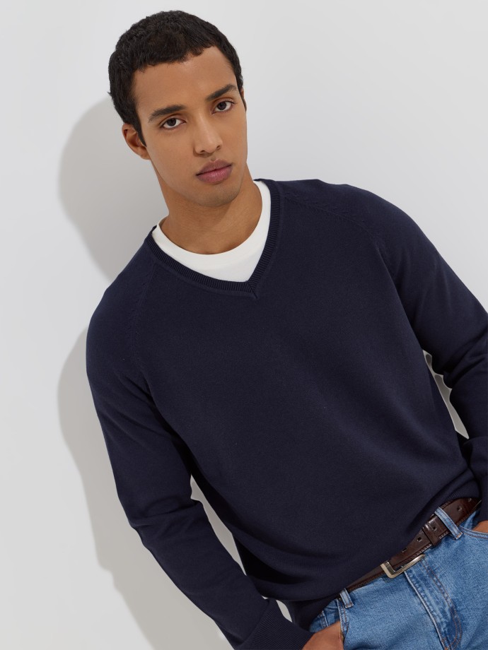 Camisola de malha com decote em V