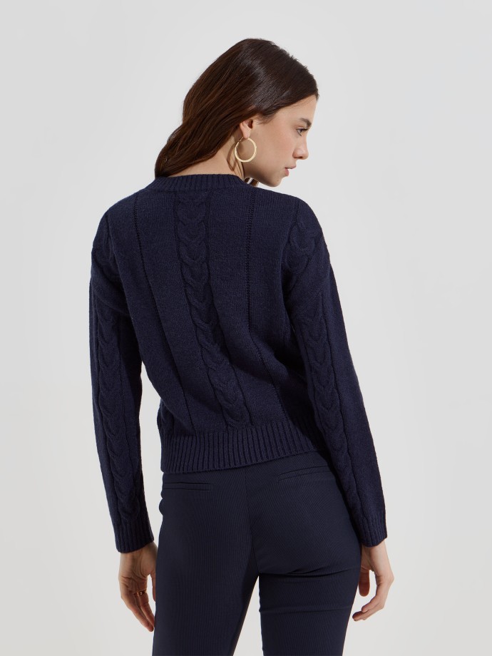 Camisola em malha entrançada Camisola em malha entrançada