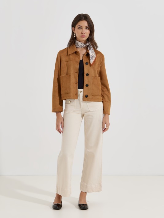 Casaco com efeito suede Casaco com efeito suede